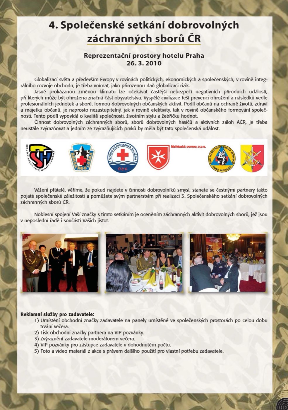 4.Společenské setkání dobrovolných záchranných sborů ČR v hotelu Praha - 26.3.2010
